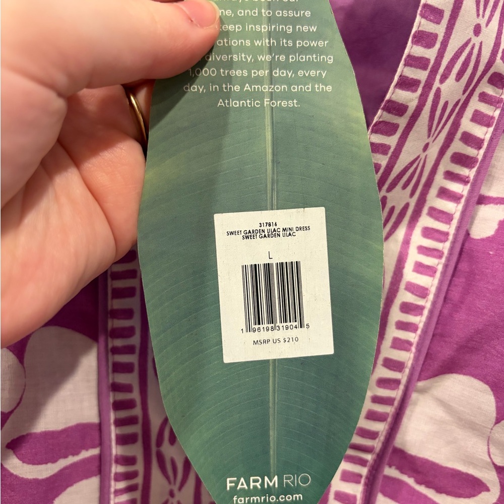 Lilac Sweet Garden Mini Dress - Farm Rio - Size Large - Picture 4 of 6